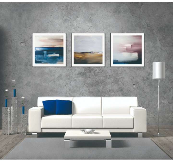Whiteline Modern Living Isla 3-Piece 28"x28" (each) Canvas Wall Art With Black PS Frame - Lifestyle