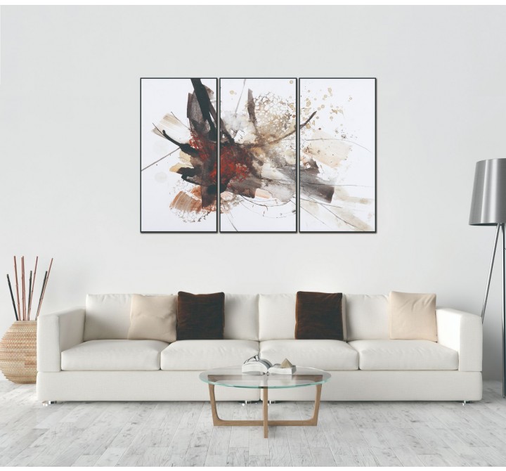 hiteline Modern Living Freya 3-Piece 48"x28" (each) Canvas Wall Art With Black PS Frame - Lifestyle