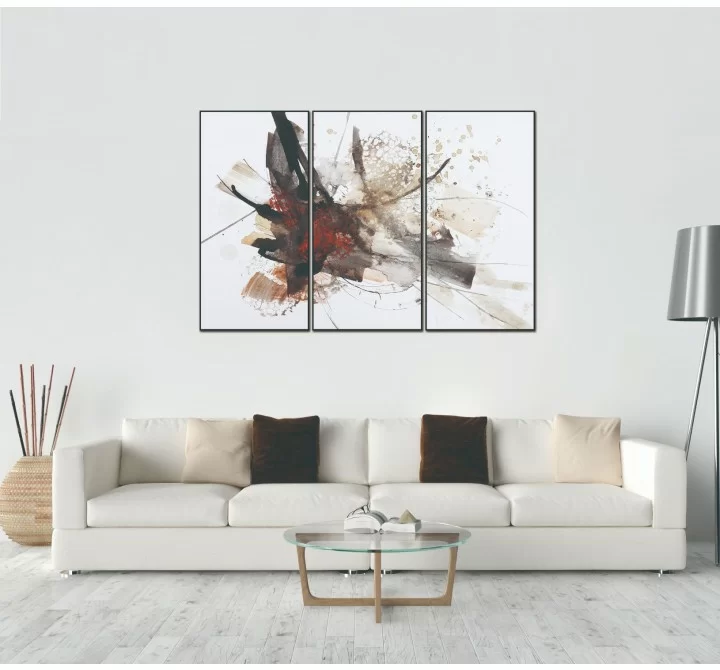 hiteline Modern Living Freya 3-Piece 48"x28" (each) Canvas Wall Art With Black PS Frame - Lifestyle