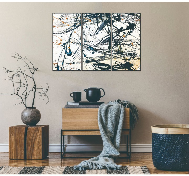 Whiteline Modern Living Irena 3-Piece 48"x28" (each) Canvas Wall Art With Black PS Frame - Lifestyle