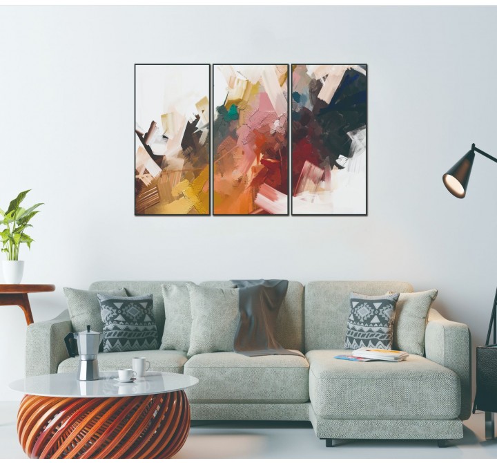 Whiteline Modern Living Luz 3-Piece 48"x28" (each) Canvas Wall Art With Black PS Frame - Lifestyle