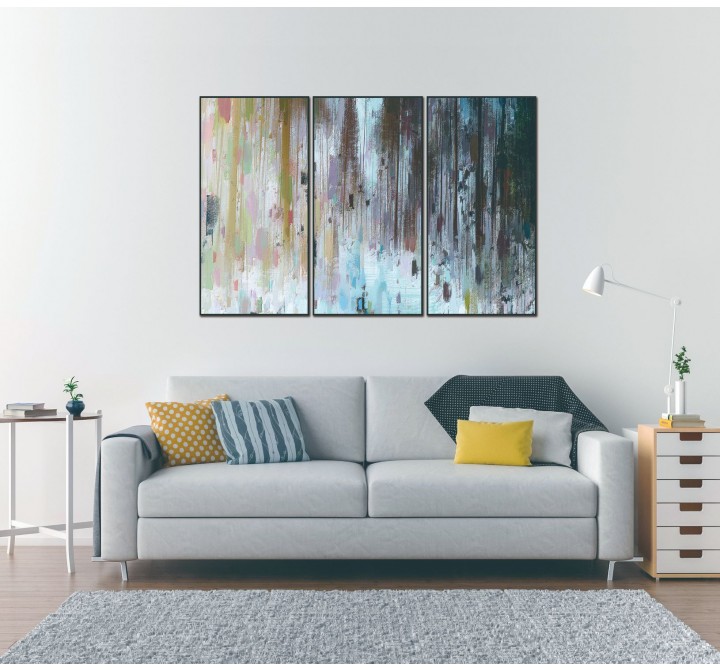 Whiteline Modern Living Yoli 3-Piece 48"x28" (each) Canvas Wall Art With Black PS Frame - Lifestyle