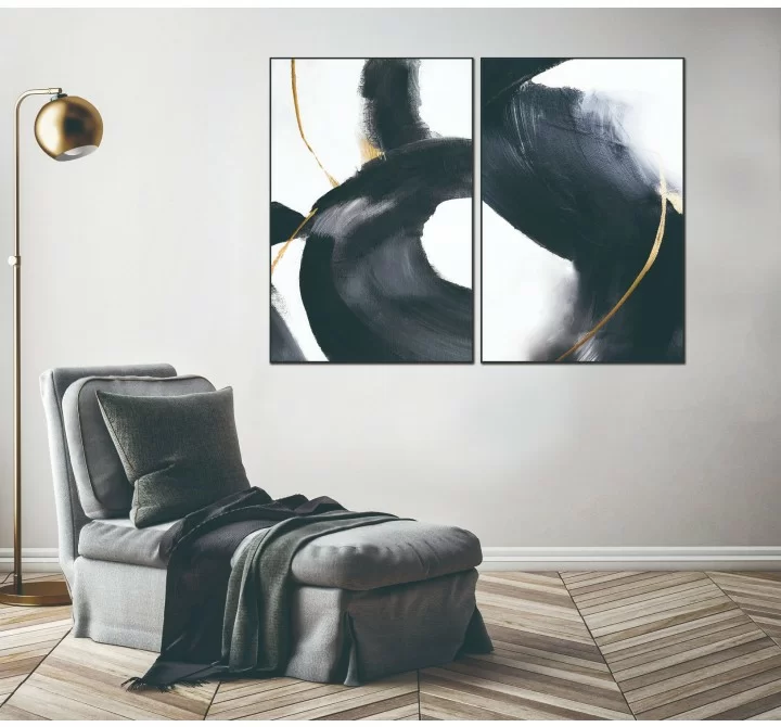 Whiteline Modern Living Nero 2-Piece 40"x60" (each) Canvas Wall Art With Black PS Frame - Lifestyle