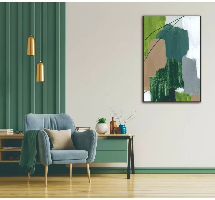 Verda 48"x32" Canvas Wall Art With Black PS Frame - Lifestyle Photo