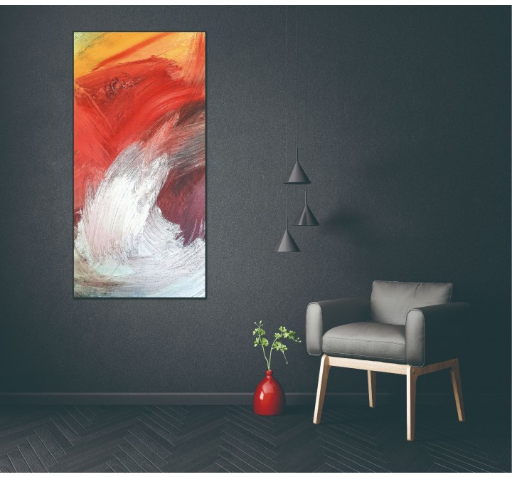 Whiteline Modern Living Flame 48"x24" Canvas Wall Art With Black PS Frame - Lifestyle