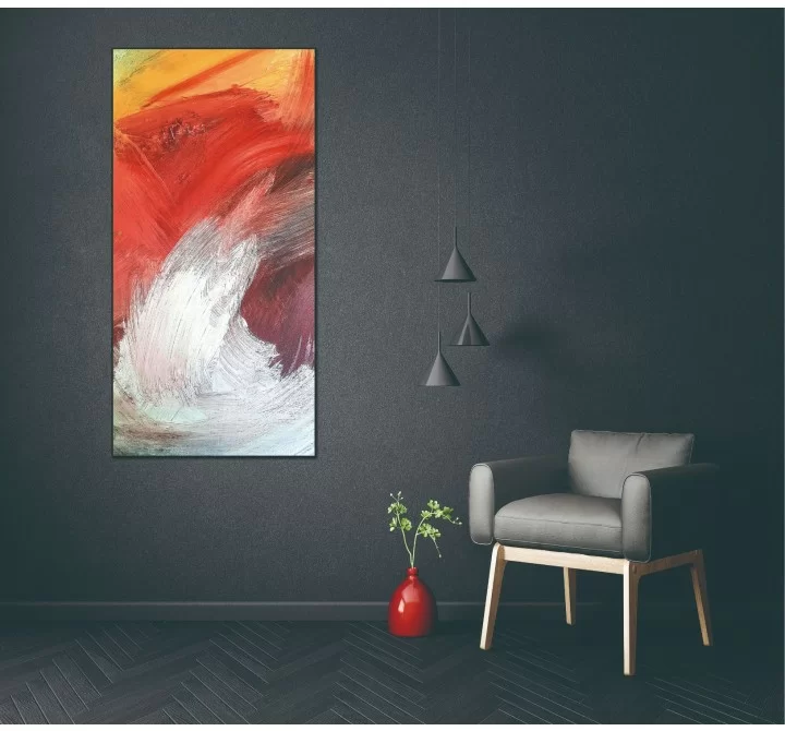 Whiteline Modern Living Flame 48"x24" Canvas Wall Art With Black PS Frame - Lifestyle