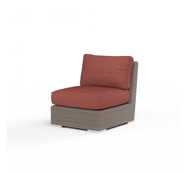Coronado Armless Club Chair in Canvas Henna w/ Self Welt - Front Side Angle
