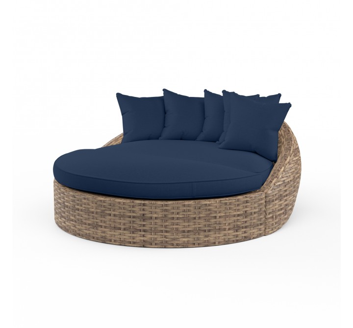 Havana Ottoman in Spectrum Indigo w/ Self Welt - Front Side Angle