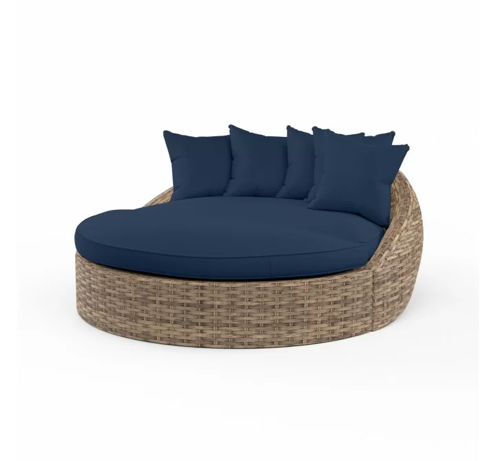 Havana Ottoman in Spectrum Indigo w/ Self Welt - Front Side Angle
