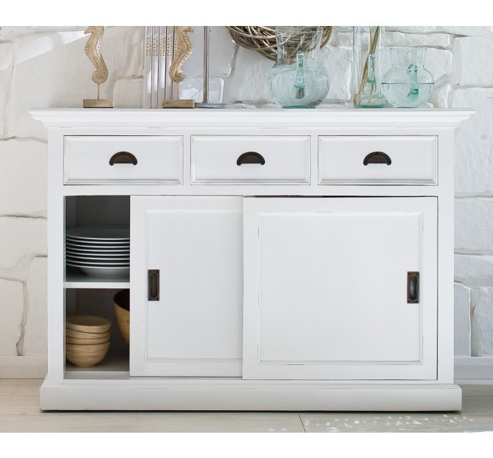 Nova Solo Halifax White Mahogany Buffet with 3 Drawers and 2 Sliding Doors - Lifestyle 