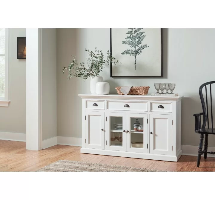NovaSolo Halifax Mahogany Wood Buffet with 4 Doors 3 Drawers - Lifestyle