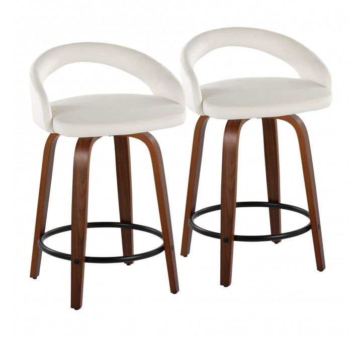 Walnut Wood, White Velvet, Black Metal