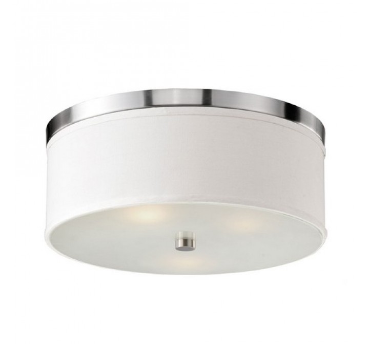 Bromi Braxton 20 Inch Round White and Nickel Flush Mount