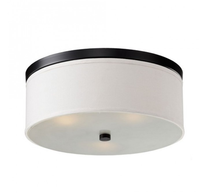 Bromi Braxton 20 Inch Round White and Black Flush Mount