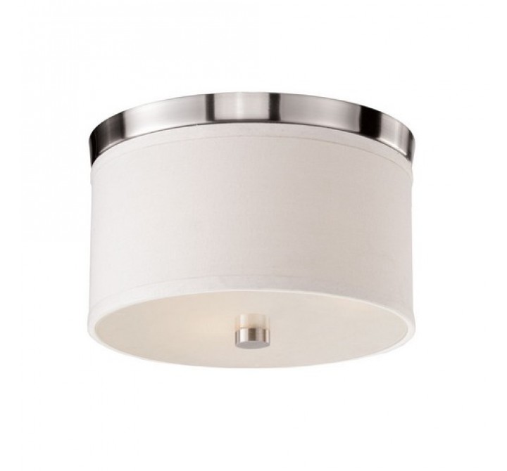 Bromi Braxton 10 Inch Round White and Nickel Flush Mount