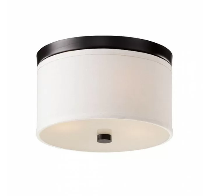 Bromi Braxton 10 Inch Round White and Black Flush Mount