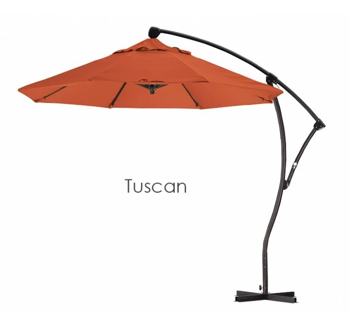 California Umbrella 9' Cantilever Market Umbrella Delux C Lift - Bronze - Sunbrella
