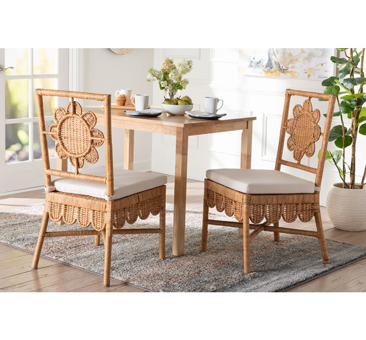 bali & pari Abagale Natural Rattan 2-Piece Dining Chair Set - lifestyle