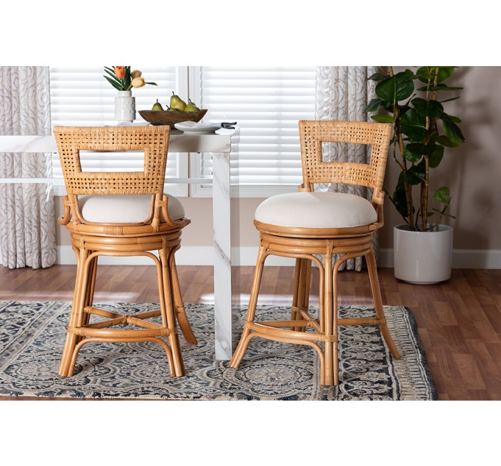 Baxton Studio bali & pari Amina Natural Rattan Counter Stool - lifestyle