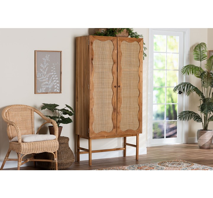 Baxton Studio bali & pari Augusto Teak Wood Cabinet - Lifestyle