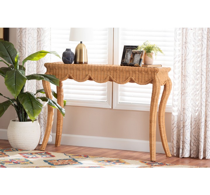 bali & pari Deborah Natural Rattan Console Table - lifestyle
