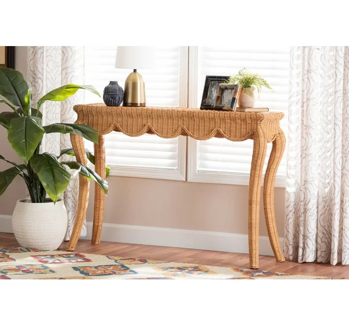 bali & pari Deborah Natural Rattan Console Table - lifestyle