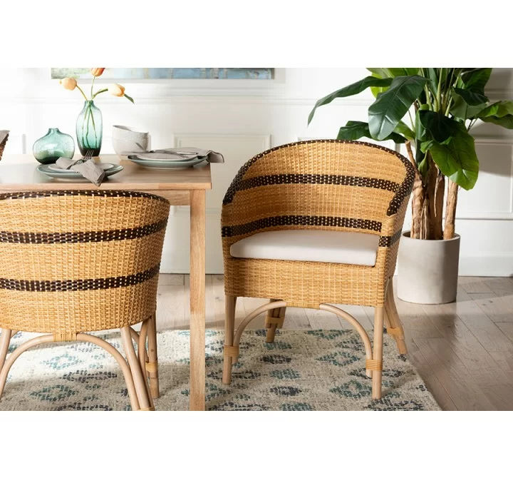 bali & pari Elma Rattan Dining Chair with Cushion - Lifestyle