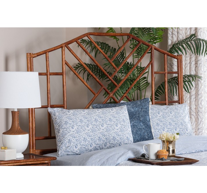 bali & pari Kachiri Marbled Tortoise Natural Rattan King Headboard - lifestyle