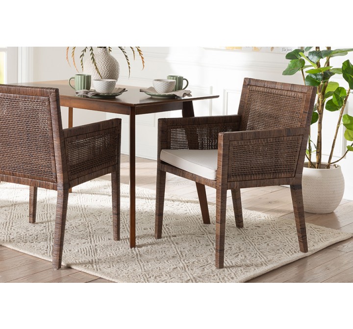 bali & pari Karis Rattan Dining Chair with Cushion - lifestyle