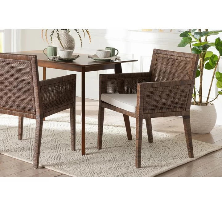 bali & pari Karis Rattan Dining Chair with Cushion - lifestyle