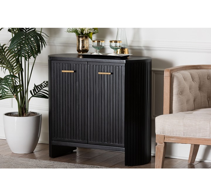 Baxton Studio bali & pari Keshet Fluted Wood Storage Cabinet 