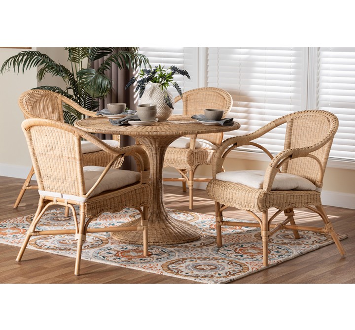 bali & pari Liam 5-Piece Natural Rattan Dining Set - lifestyle