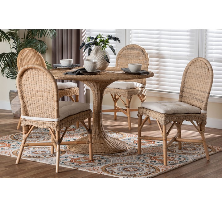 bali & pari Linda 5-Piece Natural Rattan Dining Set - lifestyle