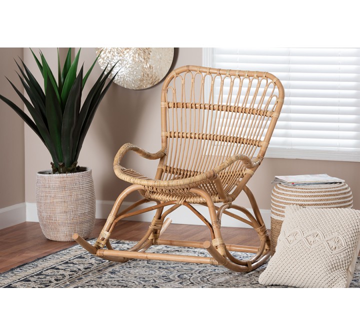 bali & pari Mahin Natural Rattan Rocking Chair - lifestyle