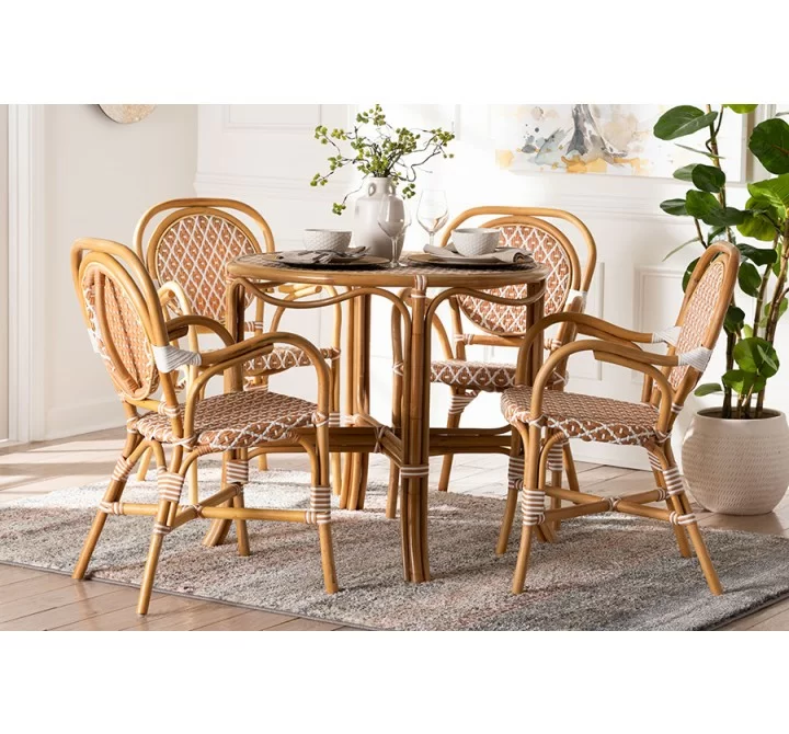 bali & pari Mattie Natural Rattan Bistro Dining Set - lifestyle