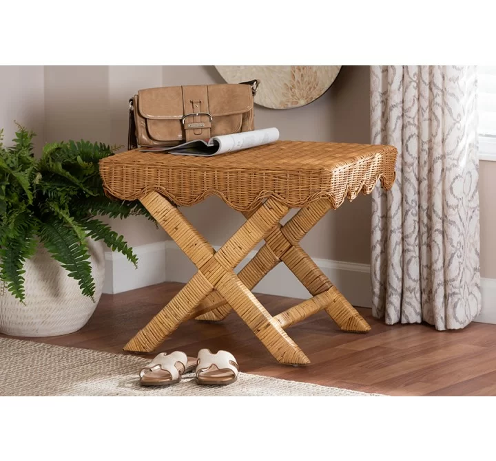 bali & pari Modesta Natural Rattan Accent Bench - lifestyle