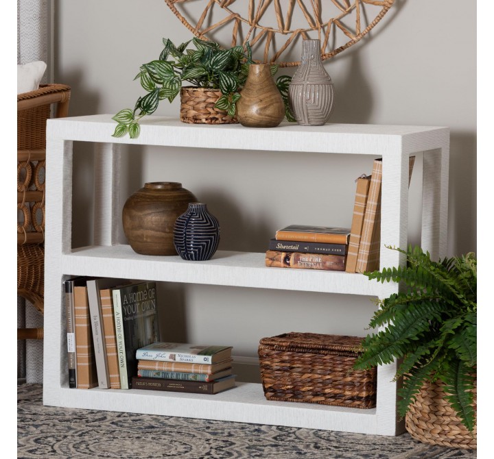 bali & pari Oaklynn Natural Grasscloth Bookshelf - lifestyle