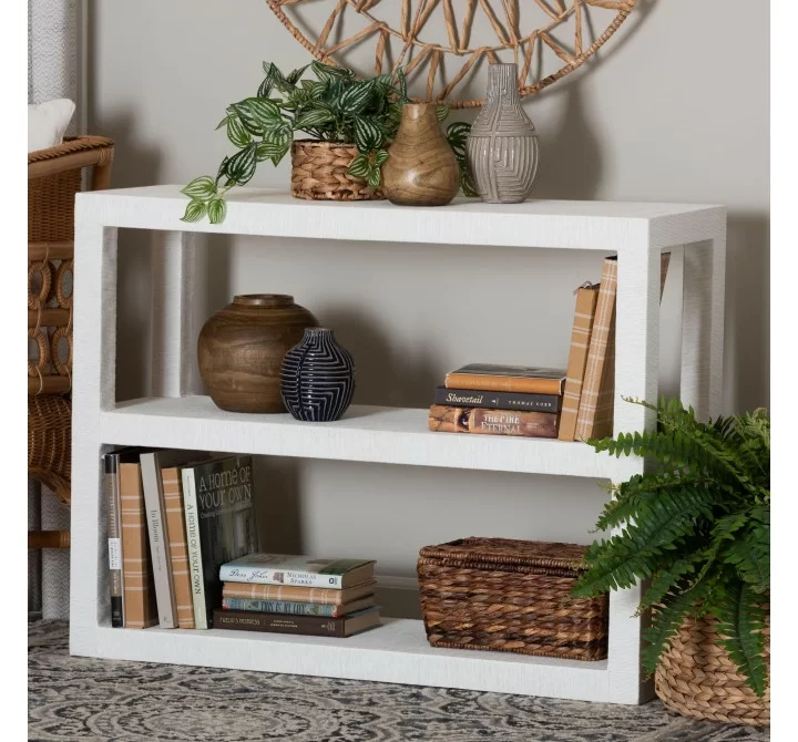 bali & pari Oaklynn Natural Grasscloth Bookshelf - lifestyle