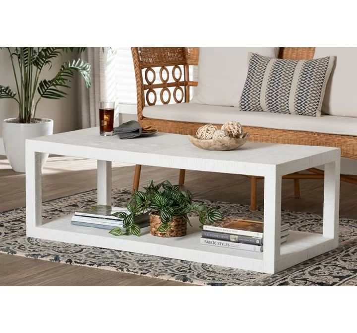 bali & pari Oaklynn Natural Grasscloth Coffee Table - lifestyle