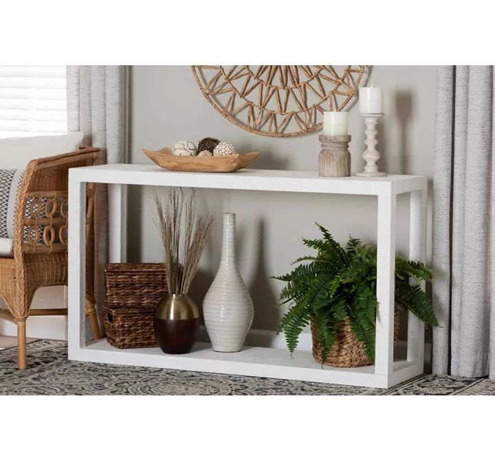 bali & pari Oaklynn Natural Grasscloth Console Table - lifestyle