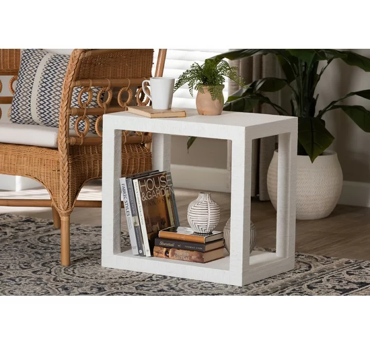 bali & pari Oaklynn Natural Grasscloth End Table - lifestyle