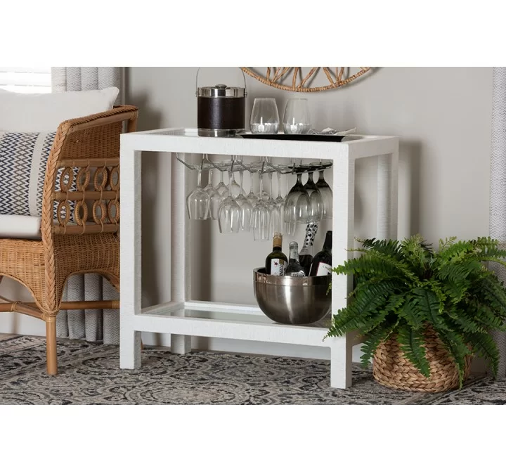 bali & pari Oaklynn Natural Grasscloth Wine Rack - lifestyle
