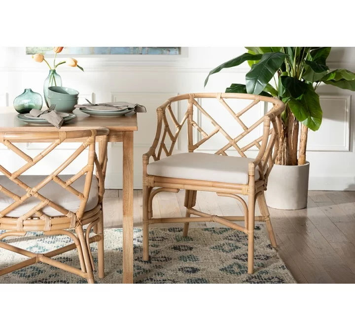 bali & pari Padma Natural Rattan Dining Chair - Lifestyle