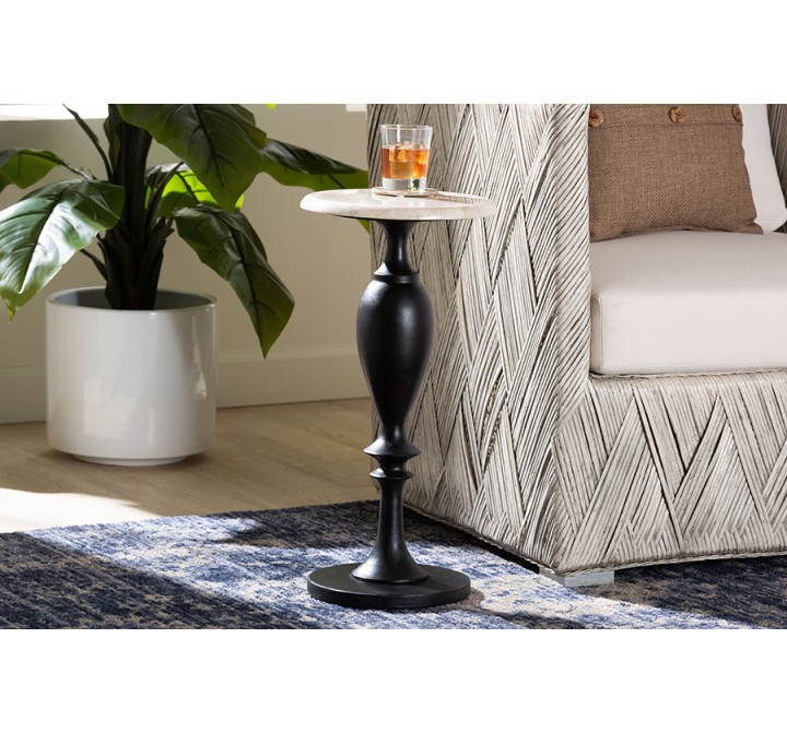 bali & pari Perlita End Table with Marble Stone Top - lifestyle