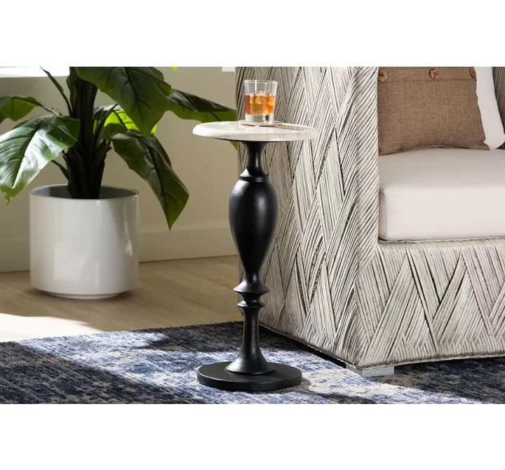 bali & pari Perlita End Table with Marble Stone Top - lifestyle