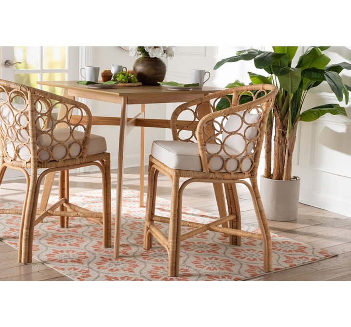bali & pari Prisca Natural Rattan Counter Stool with Bubble Frame - lifestyle