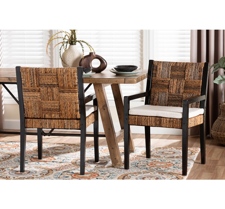 Baxton Studio bali & pari Raniya 2-Piece Handwoven Seagrass Armchairs - lifestyle