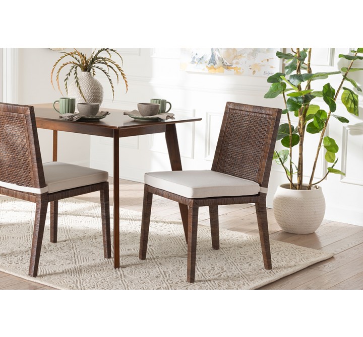 bali & pari Sofia Rattan Dining Chair with Cushion - lifestyle