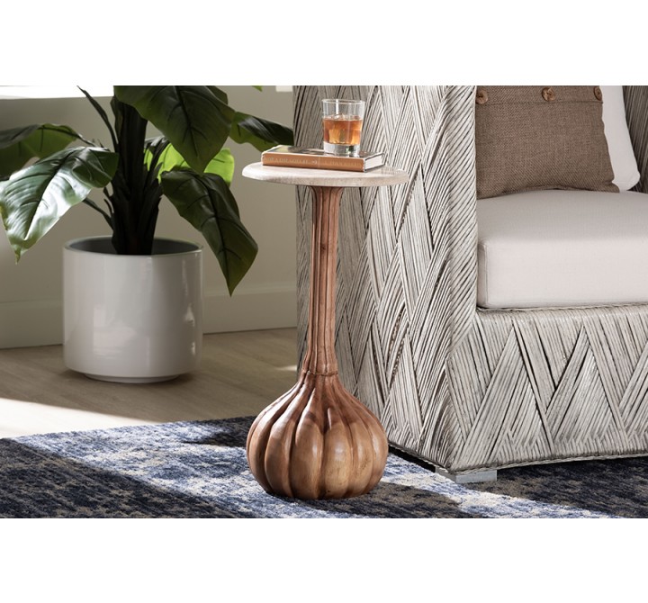 bali & pari Usama End Table with Marble Stone Top - lifestyle
