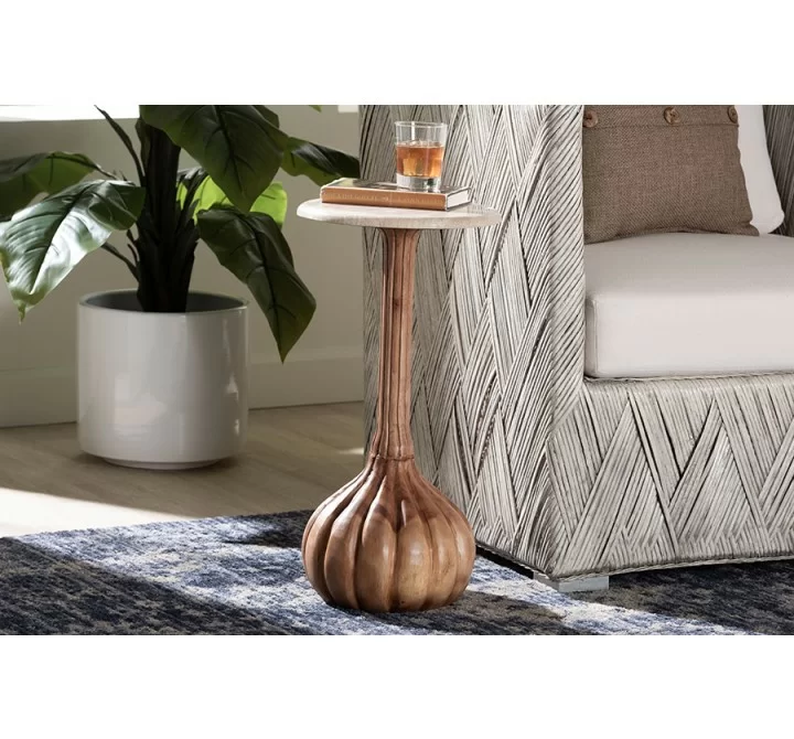 bali & pari Usama End Table with Marble Stone Top - lifestyle